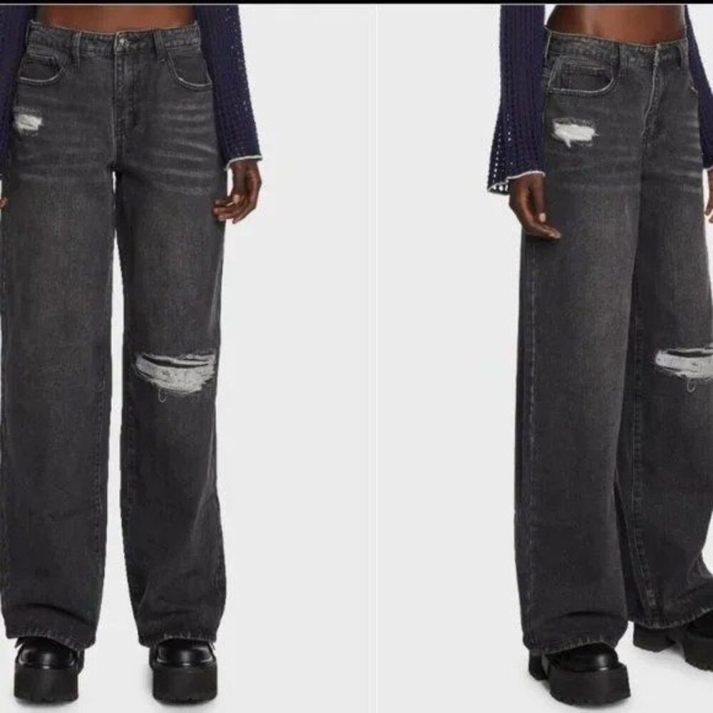 DOLLSKILL Momokrom Black Baggy Ripped Jeans